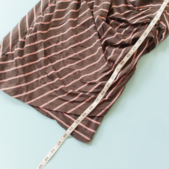 Sundry Fabian Gray Red Striped Long Sleeve Faux Wrap Dress Size Large - Picture 5 of 7